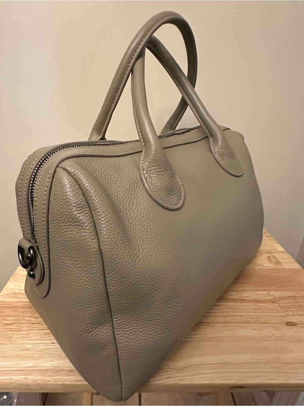 Beck Taupe Leather Montero Satchel - Picture 3 of 16